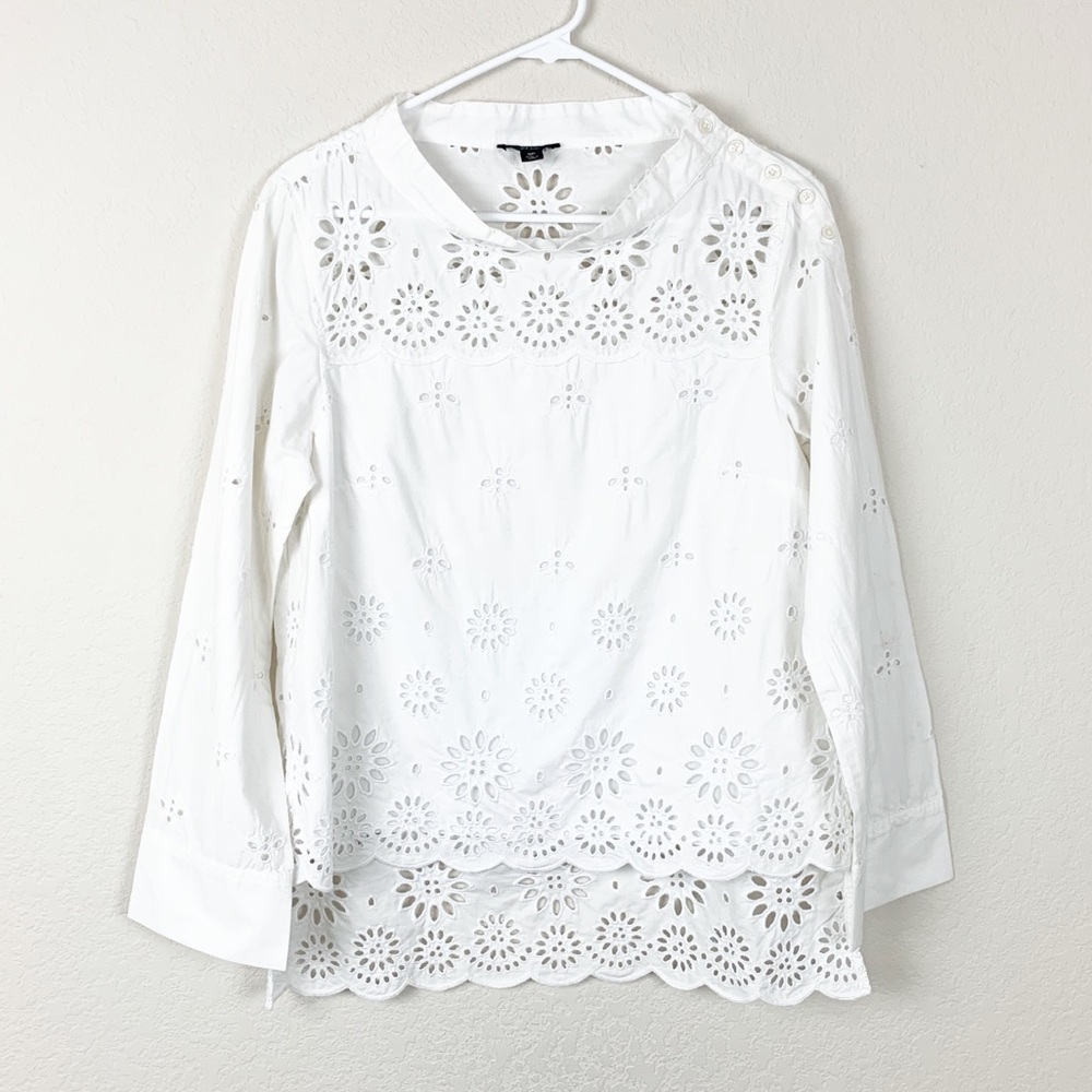 J. Crew funnel neck eyelet shirt with buttons - Picture 3 of 8